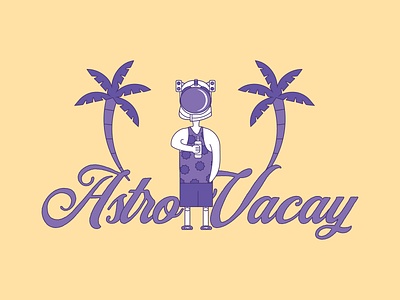 Astronaut Vacation astronaut astronomy beach cartoon comic escape graphic graphic design helment illustration illustrator palm palm trees purple shirt shirt design shit shitty design vacation vacay