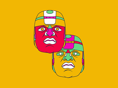 Olmec Heads 2 ancient colors design digital art face faces graphic designer graphicdesign illustration illustrator jay yoder design line art mexico mexico colors mexico design olmec olmec design olmec heads olmecs vibrant