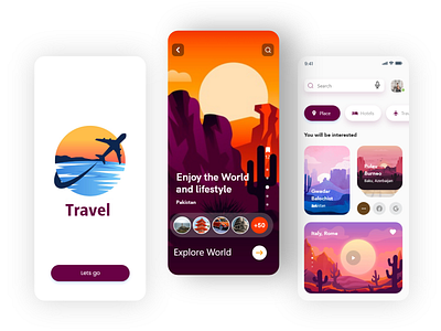 Travel App UI design design illustration travel app ui travel landing page travel ui ui ui design ux uxui vector