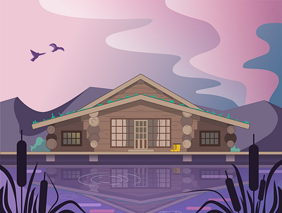 house on the lake art bird house illustraion illustrator lake natural