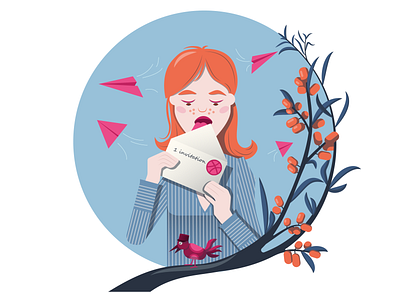 one Dribbble invite art bird character dribbble giveaway illustraion illustrator invite letter message