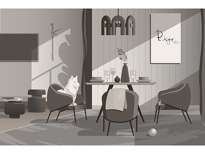 Interior design design dog illustration interior room