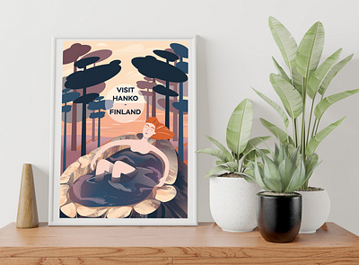 Come to Finland. Hanko. hanko nature illustration poster