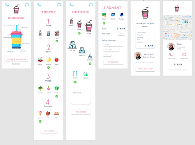 Smoothie Order App app design minimal ui ux