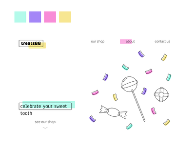 Candy Shop Landing Page branding design illustration minimal web