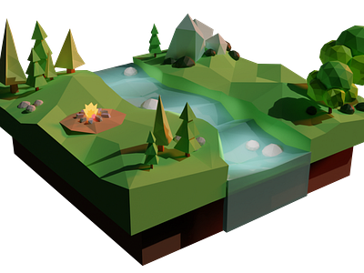 LowPoli Scene 3d illustration low poly