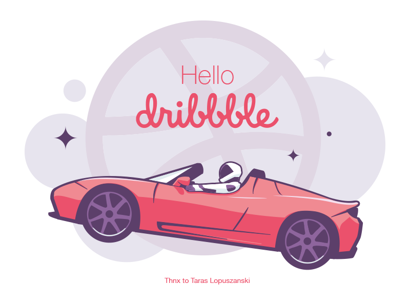 Hello dribble, I'm on orbit tesla roadster hello dribbble falcon heavy debut