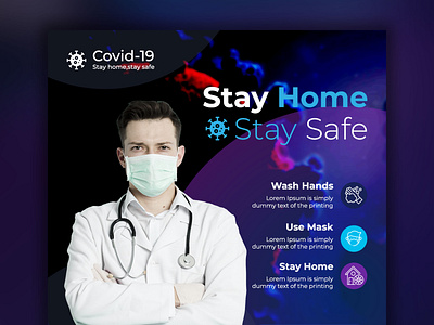 Medical health banner about coronavirus, social media Instagram