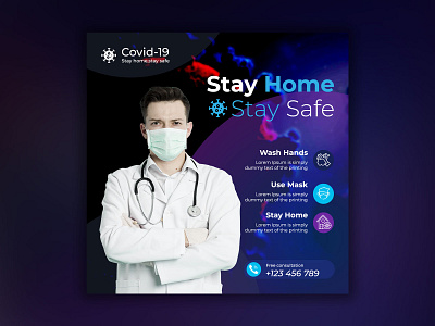 Medical health banner about coronavirus, social media Instagram