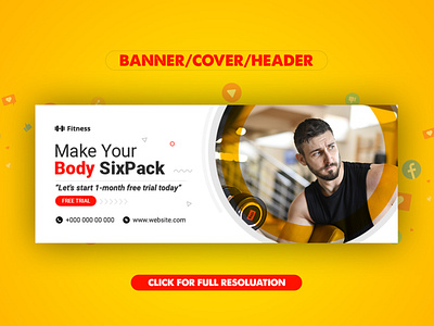 Fitness gym Facebook cover banner template