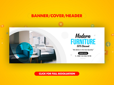 Furniture sale facebook cover web banner ads design