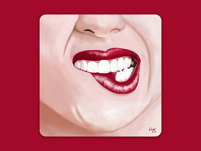 Red lip artwork digital art illustration lip painting red lips sexy woman portrait