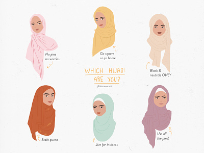 Which Hijabi Are You? art celebration design digital girl graphic hijabi hijabiart illustration muslims women worldhijabday