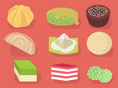 Malaysian Traditional Kuih (Tea Time Snack) art design digital food graphic illustration kuih malaysia traditional