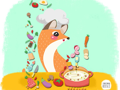 Fox can cook ? chef food fox illustration