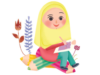 Saya Dan Warna - Icon for Children's Magazine colorpencil doodle girl illustration