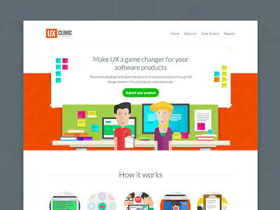 UXClinic Home Page clean illustration layout ui ux uxclinic web design