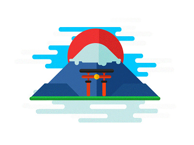 Mt. Fuji flat design illustration japan vector