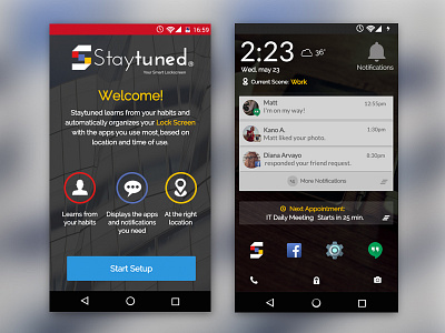 Staytuned Onboarding & Lockscreen app onboarding redesign ui ux