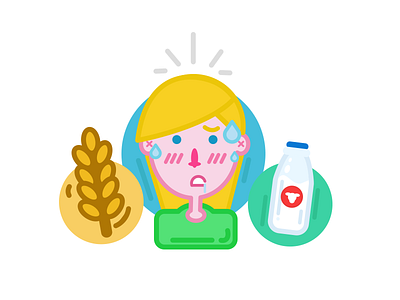 Allergies Illustration flat gluten illustration milk sick