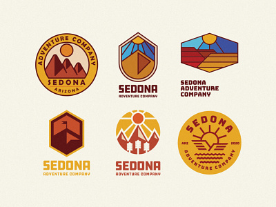Sedona Adventure Company brand brand identity design geometric grid hikers hiking icon line logo logotype sun vector