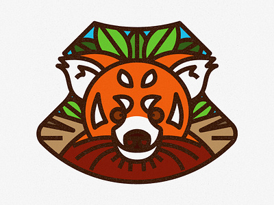 Red Panda animal badge design earth ecosystem geometric icon illustration kingdom life line lines nature preserve texture thick lines wildlife