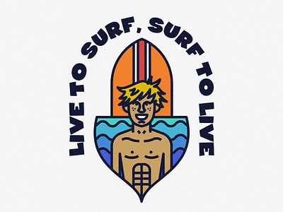 Live to Surf badge design geometric graphic design icon illustration lines surf surfboard surfboards surfing texture thick lines