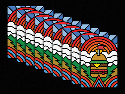 El Burgão burger cheese design food food illustration geometric hamburger illustration art illustrator lunch meat poster sun sunset texture thicklines