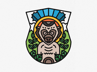 Rhesus animal badge design geometric icon illustration lines monkey rhesus texture thick lines