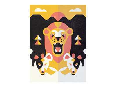 Lion & Hyenas africa african animals animal design geometric hyenas illustration lines lions nature safari texture vector