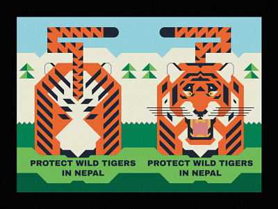Protect Wild Tigers in Nepal animal animals badge cat design ecology feline geometric illustration nature nepal protect texture thick lines tiger tiger illustration tigers wild