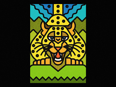 Spotted Panthera animal animal illustration artwork design digital art digital illustration ecosystem geometric illustration leopard leopards nature poster society6 texture thick lines vector art