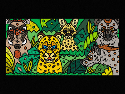 African Wildlife animal animal illustration artwork design digital art digital illustration ecosystem geometric hyenas illustration illustration art leopards nature poster serval society6 texture thick lines vector art warthog