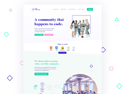 Code Mentoring app code community learning marketing mentor typography website