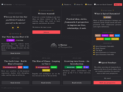 New Home Page for spirals.blog blog branding colorful newspaper spiral web