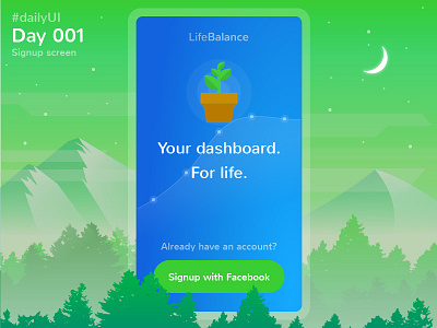 001 Signup - Lifebalance app 001 balance daily dailyui life mobile moon mountain night signup stars trees