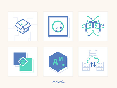 Meld Courses apps blue courses glow green icons illustration meldcx pattern react training