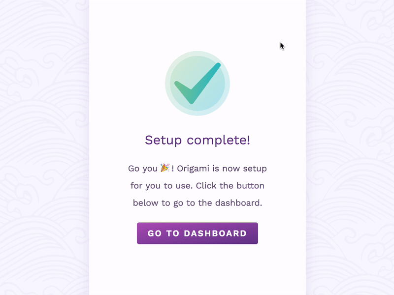 Setup first user - Origami animation button cms form form field origami submit success wizard