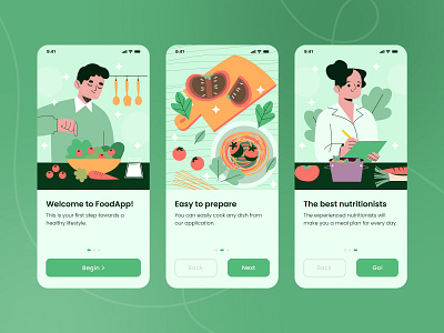 Onboarding cook illustration. Healthy eating  app