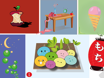 Flat Icons apple bubble flat illustration food ice cream icons japan light moshi