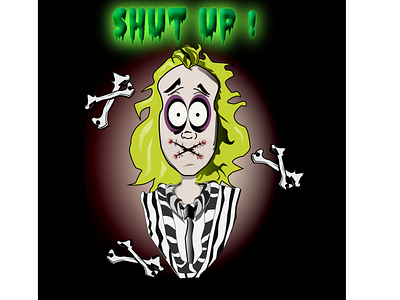 Beetljuice shut up ! black cartoon dark illustrator lg tim burton white