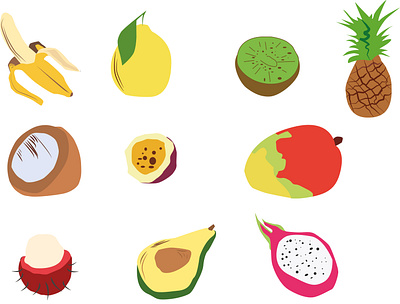 Fruit fruit and fruit Exotico miam miam 2021 alphabet color exotic fruit funny illustration lettering love miam nice