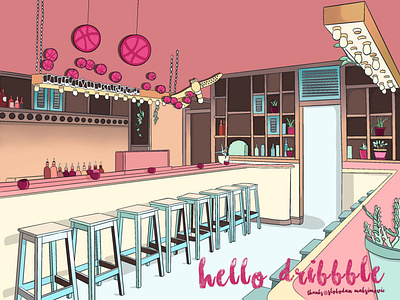 Hello Dribbble Illustration art design digital eloise eloise ponnau eloiseponnau graphic design hello dribbble illustration ponnau procreate procreate app procreate art