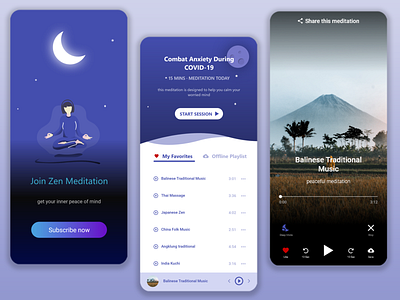 Zen Meditation app application application ui design mobile ui ui ux ux ui ux design uxdesign