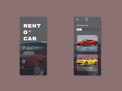 Rent O' Car - Day 1 of #100daysdesignuiuxchallenge car mobile app mobile design mobile ui uidesign uiux uxdesign