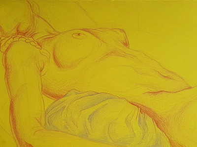 Figure I art color pencil drawing female figure figurative illustration ink life drawing linework mixed media