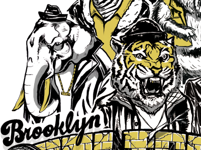 Brooklyn Zooligans Poster animals drawn hand illustration lettering poster