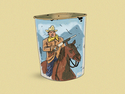 John Wayne Wastebasket art cowboy digital art digital illustration drawing illustration photoshop wacom