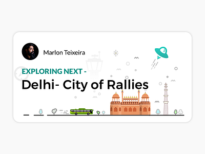 Exploring Card - Delhi card city flat illustration simple ui