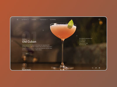 Cocktails Page adobe xd branding cocktails daily 100 challenge daily ui dailyui design designer dribble graphicdesign home landing page page design ui uidesign uiux web web design